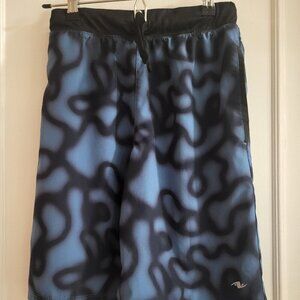 Athletic Works Boys' Stretch Woven Shorts – Blue & Black Abstract Lava Print XL